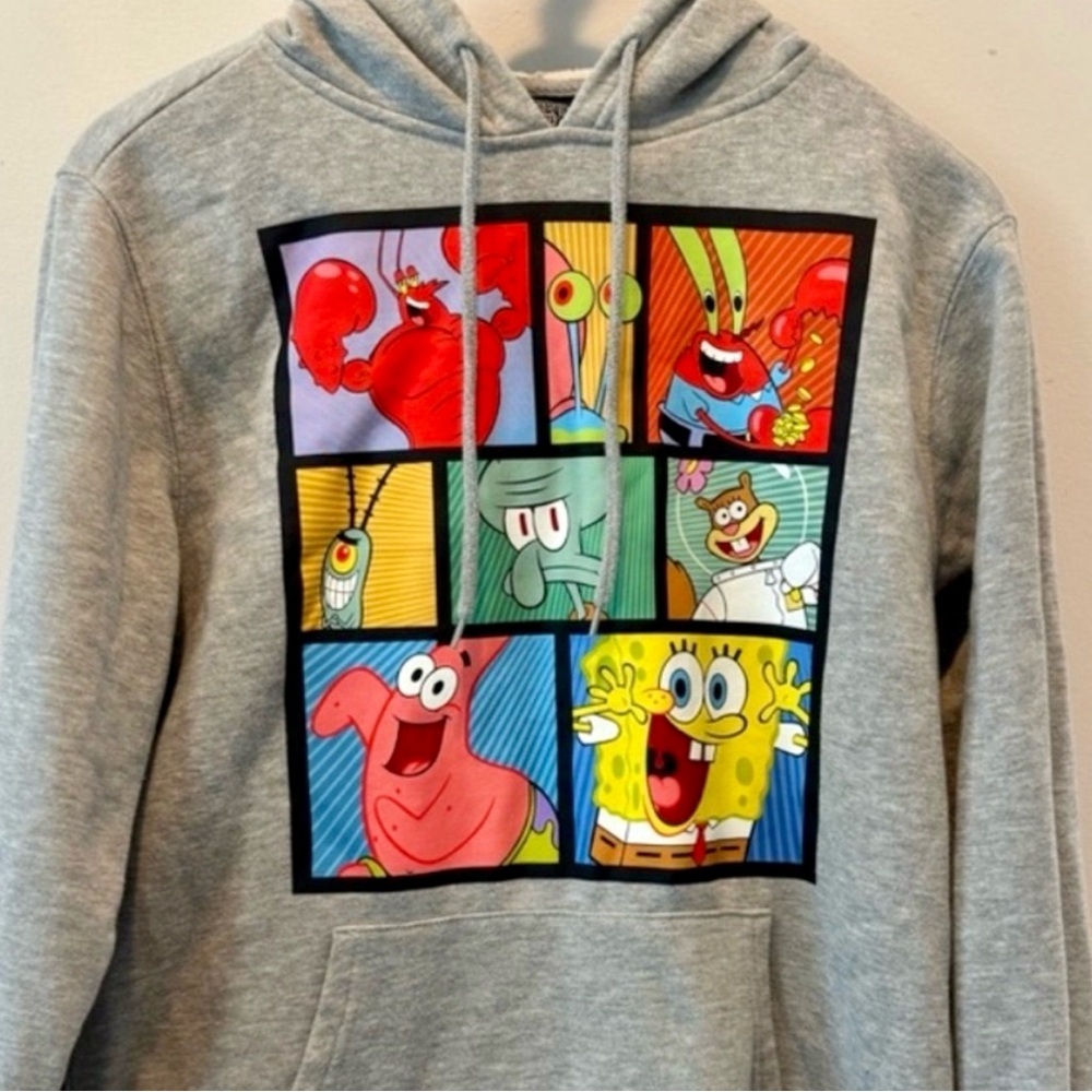 Nickelodeon SpongeBob SquarePants Graphic Hoodie Patrick Squidward Gray M